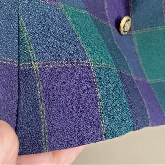 ☀️VINTAGE En Avance tartan checkered double breasted blazer jacket - Picture 5 of 8